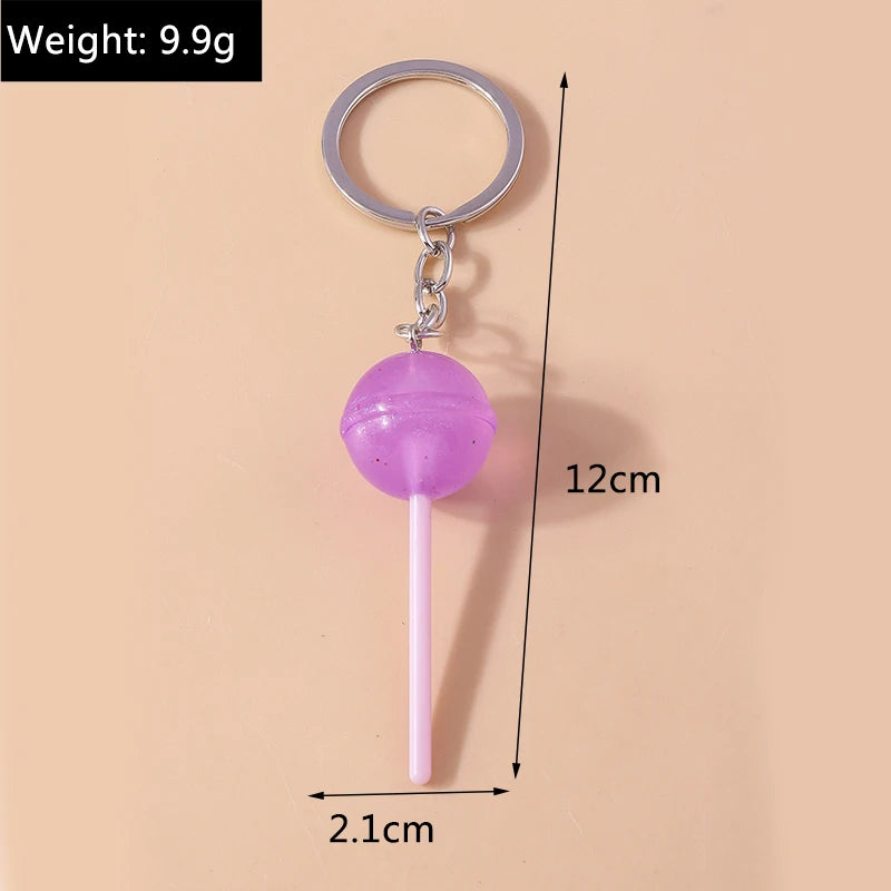 3D Simulation Food Keychain – Cute Resin Lollipop, Donut & Snack Key Ring Charms