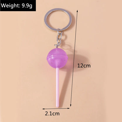 3D Simulation Food Keychain – Cute Resin Lollipop, Donut & Snack Key Ring Charms