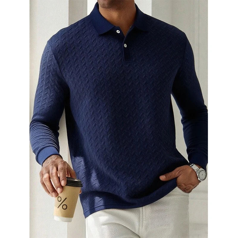 Men's Long Sleeve Polo Shirt – Breathable Knit, Business Casual | S–XXL