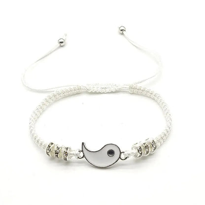 Couple Tai Chi Bracelet Set | 2pcs Black & White Adjustable Chain Bracelet for Daily Wear