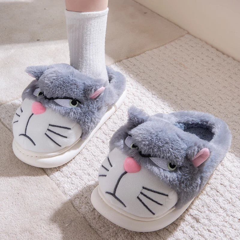Cartoon Embroidered Plush Slippers – Women's Cozy Indoor House Shoes