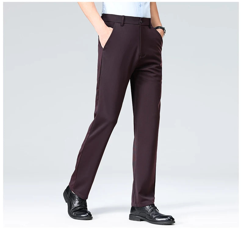Men's Smart Casual Dress Pants – Elastic Waist Suit Trousers, Straight Fit | Sizes 29–42