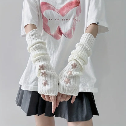 Star Fingerless Gloves – Knit Accessory Gloves for Women