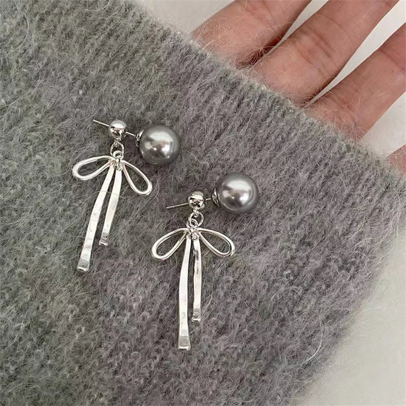 Women's Elegant Red Zircon Butterfly Drop Earrings | Sweet Metal Bow Fashion Jewelry for Girls