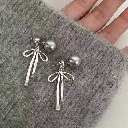 Women's Elegant Red Zircon Butterfly Drop Earrings | Sweet Metal Bow Fashion Jewelry for Girls