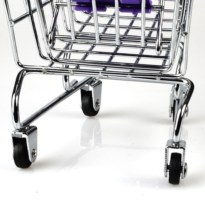 1:48 Mini Supermarket Shopping Cart | Metal Desktop Toy & Home Décor Miniature