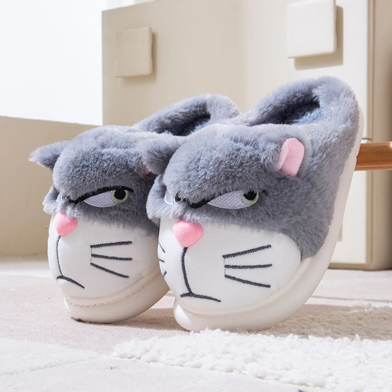 Cartoon Embroidered Plush Slippers – Women's Cozy Indoor House Shoes