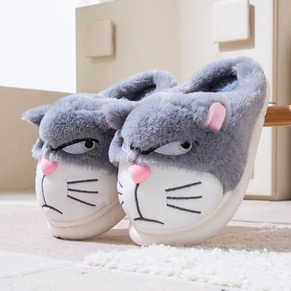 Cartoon Embroidered Plush Slippers – Women's Cozy Indoor House Shoes