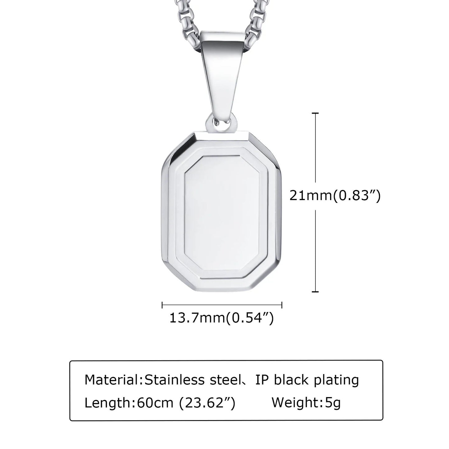 Men's Stainless Steel Geometric Pendant Necklace with Chain