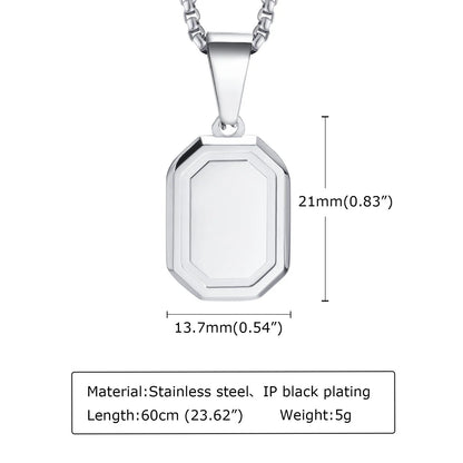 Men's Stainless Steel Geometric Pendant Necklace with Chain
