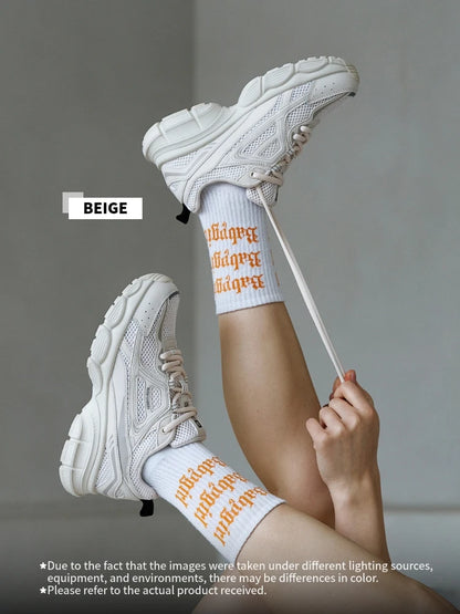 Women's Lightweight Mesh Running Sneakers – Breathable Lace-Up Sport Shoes