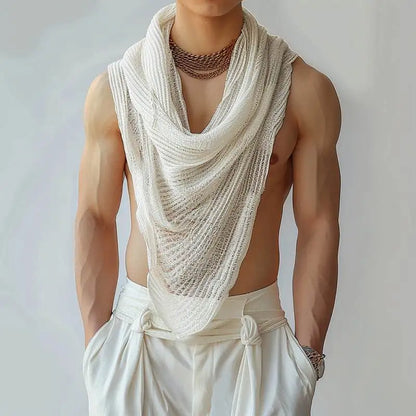INCERUN Men's Irregular Turtleneck Tank Top – Sleeveless Streetwear Vest | S–5XL