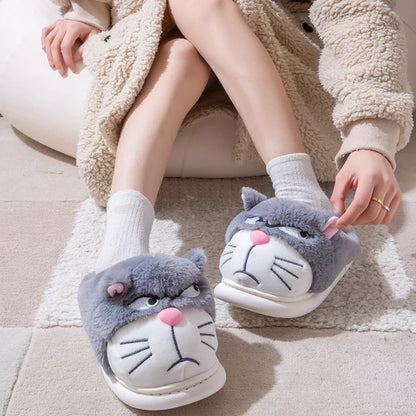 Cartoon Embroidered Plush Slippers – Women's Cozy Indoor House Shoes
