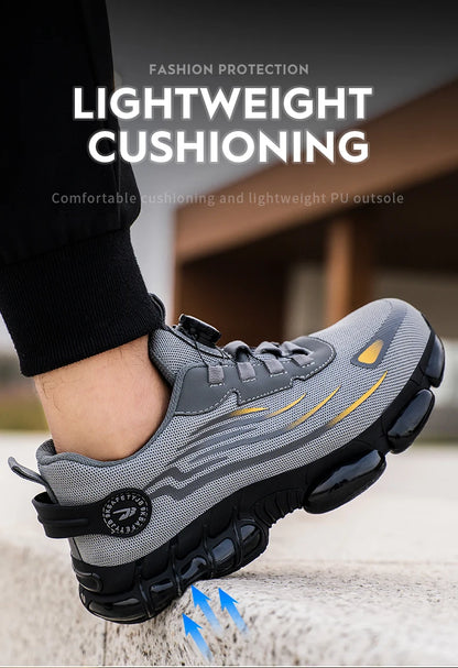 Steel Toe Safety Shoes for Men Lace Free Breathable