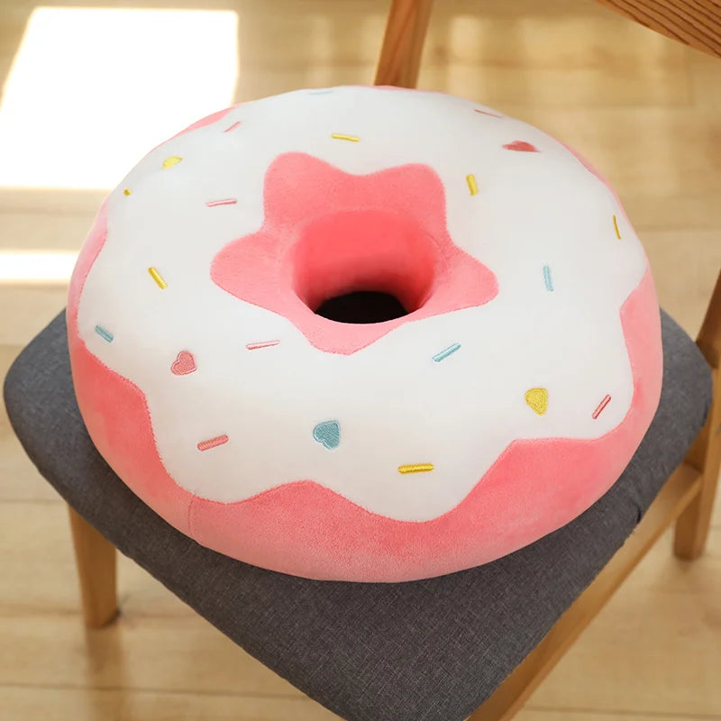 Kawaii Doughnut Plush Pillow — Squishy Stuffed Toy & Decor