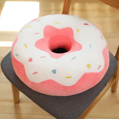 Kawaii Doughnut Plush Pillow — Squishy Stuffed Toy & Decor