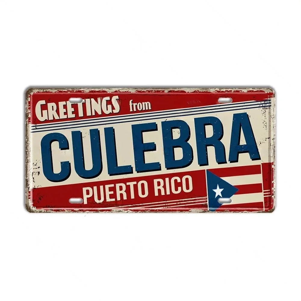 Caribbean Destination Metal Sign – Vintage Aluminum Wall Decor (30x15cm)