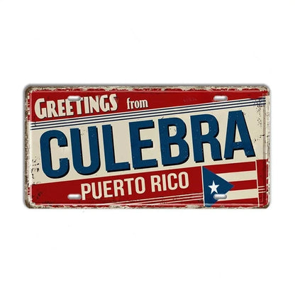 Caribbean Destination Metal Sign – Vintage Aluminum Wall Decor (30x15cm)