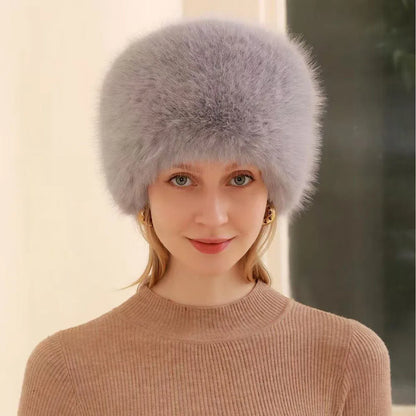 Women's Fluffy Faux Fur Winter Hat – Warm Windproof Bucket & Bomber Cap
