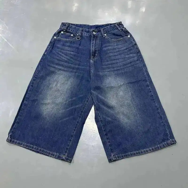 IEFB Summer Men's Denim Pants Old Blue Washed Male Jeans Straight Casual Menwear Loose Wide Leg Trousers New Fashion 9C354