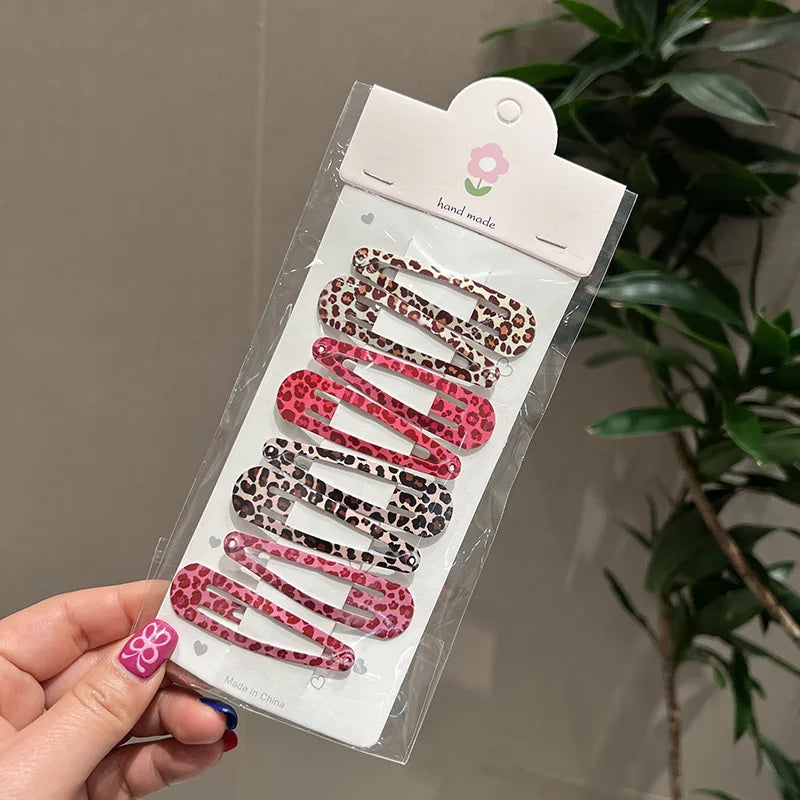 Leopard Print Hair Clips Set – 8 Pcs Vintage BB Clips & Barrettes