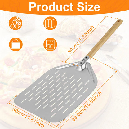 Metal Pizza Peel with Wood Handle | 6.5–12 inch Non-Stick Pizza Shovel & Cake Lifter for Home Baking