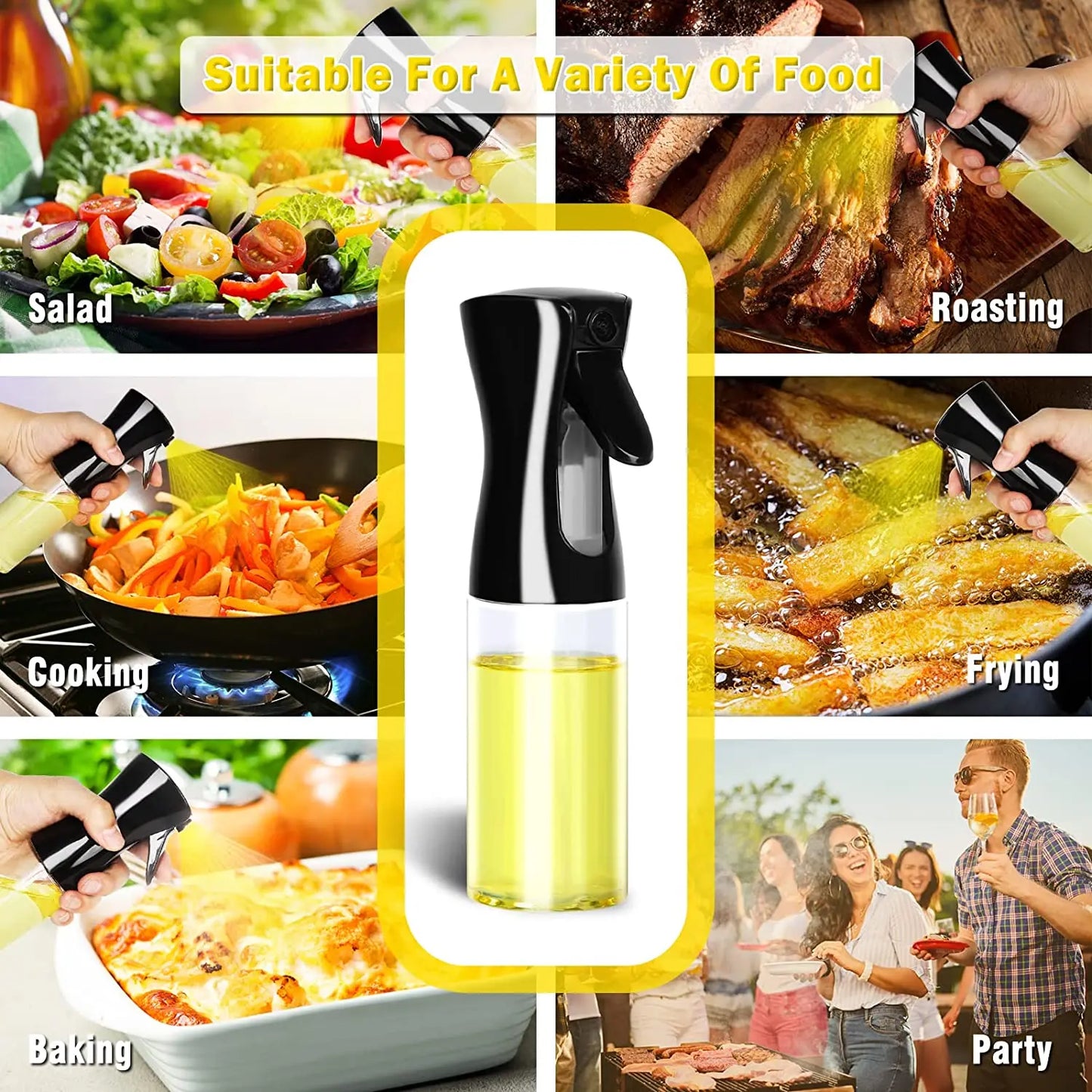 Woobrice Oil Spray Bottle – Olive Oil Mister for Cooking, BBQ & Baking | 200ml, 300ml, 500ml
