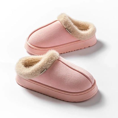 Fluffy Faux Suede Indoor Slippers – Thick EVA Sole Anti-Slip Unisex House Shoes Men and Women