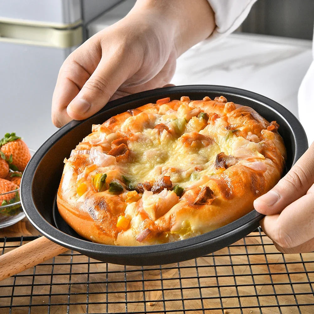 Non-Stick Carbon Steel Pizza Pan | 6–10 inch Black Baking Pan for Oven, Microwave & Chip Tray