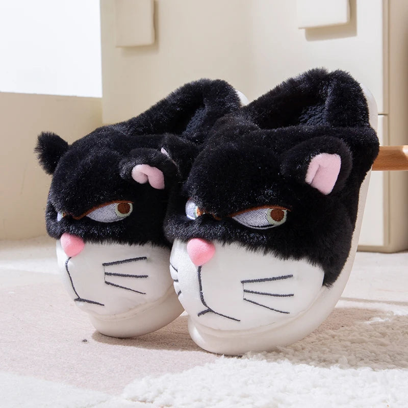 Cartoon Embroidered Plush Slippers – Women's Cozy Indoor House Shoes