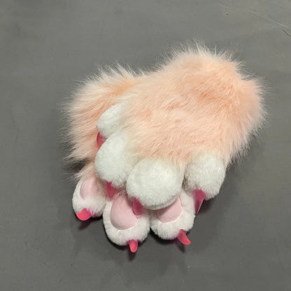 Fursuit Paw Gloves Faux Fur Animal Claw Mittens for Cosplay and Halloween