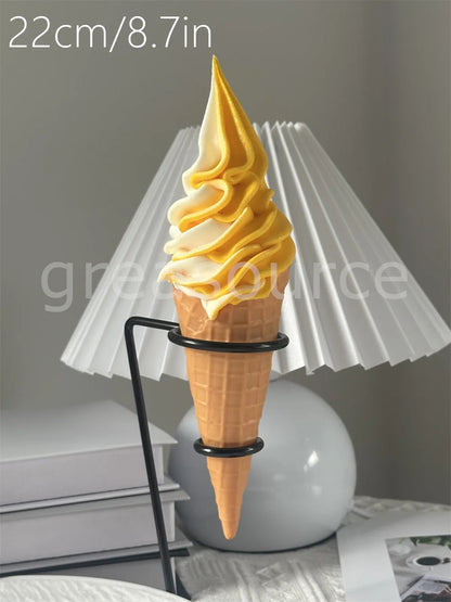 Realistic Faux Ice Cream Cone – Simulation Waffle Cone Prop for Display, Decor & Content Creation