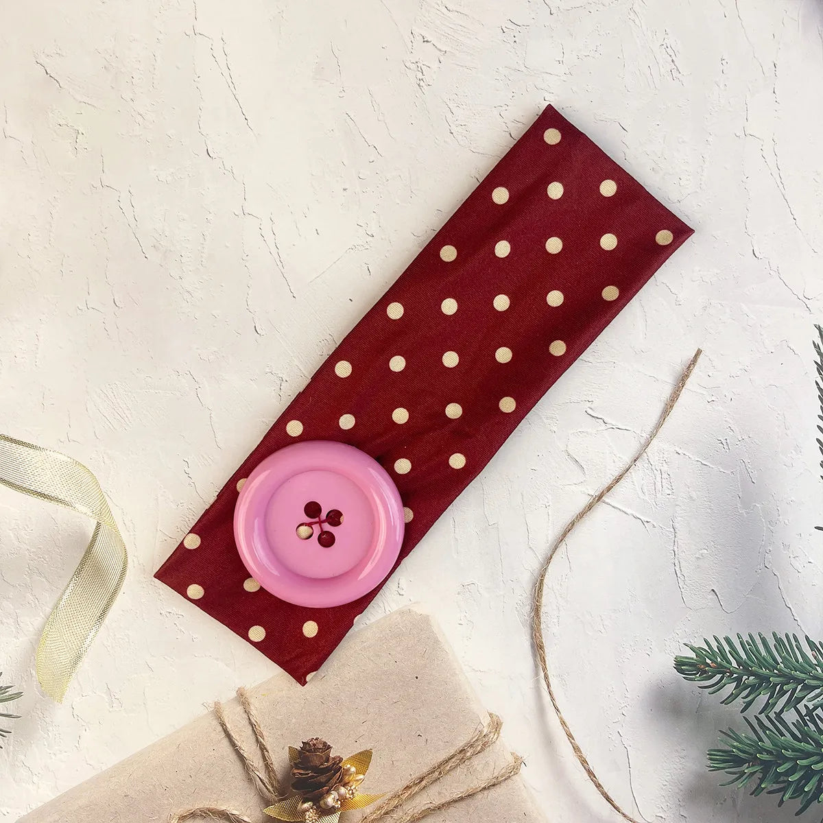 Vintage Polka Dot Button Headband for Women