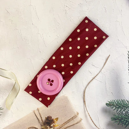 Vintage Polka Dot Button Headband for Women