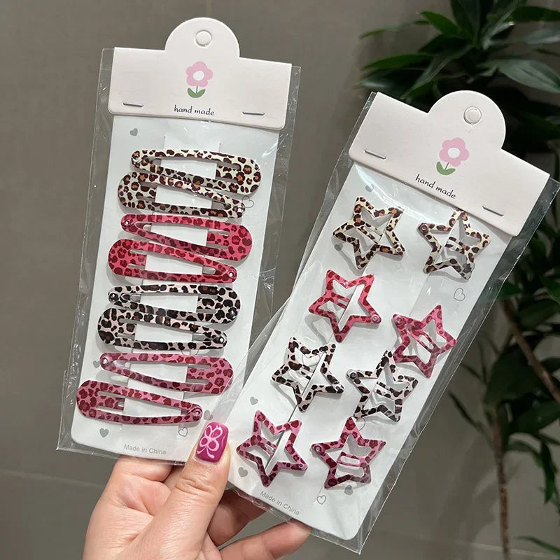 Leopard Print Hair Clips Set – 8 Pcs Vintage BB Clips & Barrettes