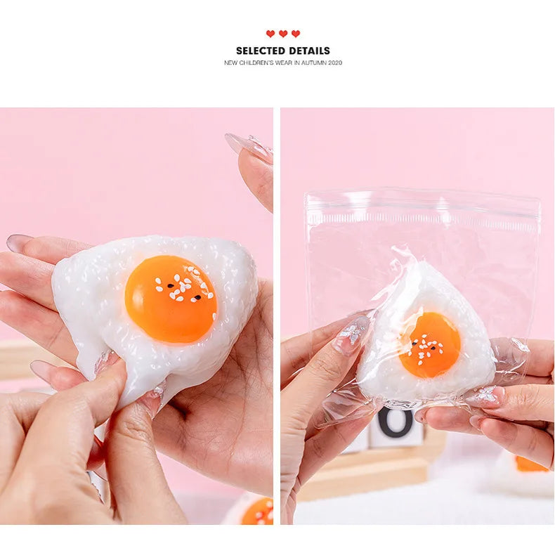 Egg Yolk Squishy Stress Ball – Kawaii Silicone Fidget Sensory Toy