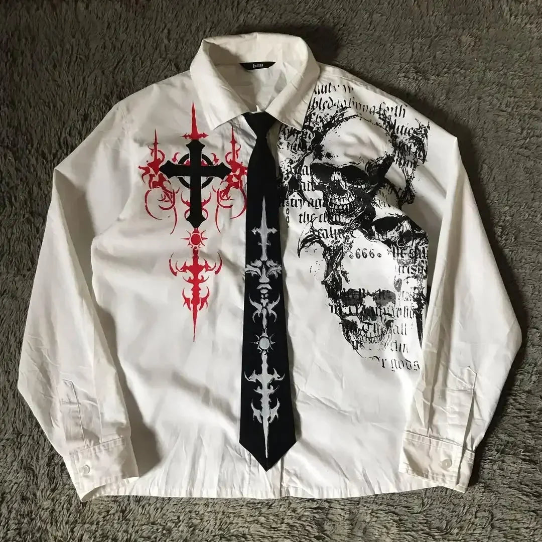 Men's Y2K Gothic Skull Graphic Tee – Affliction-Style Streetwear | Sizes L–4XL