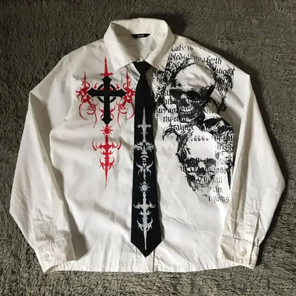 Men's Y2K Gothic Skull Graphic Tee – Affliction-Style Streetwear | Sizes L–4XL
