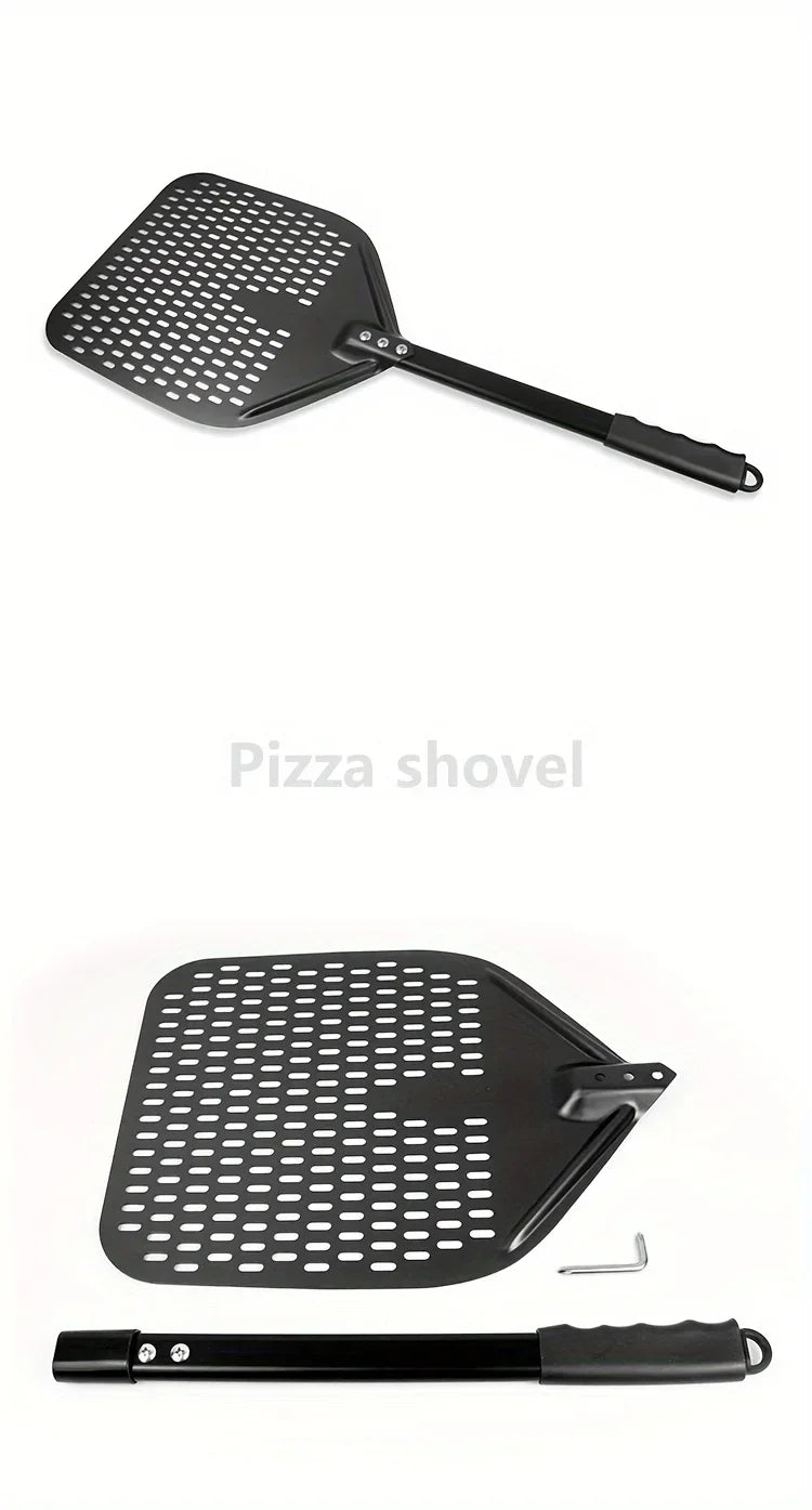 Perforated Aluminum Pizza Peel | 30x35cm Rectangular Transfer Paddle for Professional Pizza Making