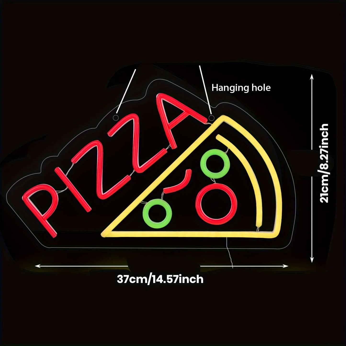 Pizza Neon LED Sign | USB Powered Pizza Shape Light for Restaurant, Kitchen & Party Decor