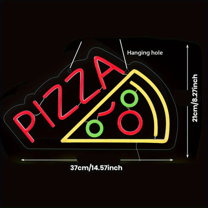 Pizza Neon LED Sign | USB Powered Pizza Shape Light for Restaurant, Kitchen & Party Decor