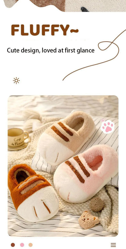 3D Cat Claw Slippers – Cozy Winter Indoor Shoes for Women