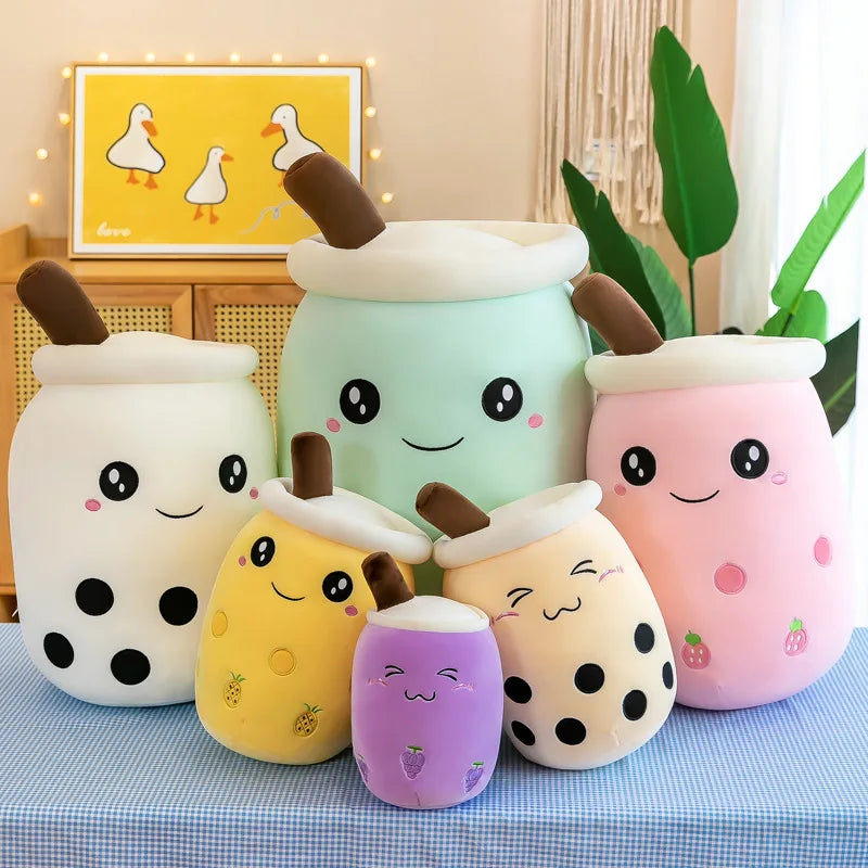 Cute Boba Bubble Tea Plush Toy | 24cm Soft Kawaii Milk Cup Plushie Gift for Kids & Adults