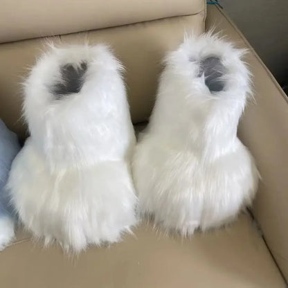 Fluffy Fursuit Paw Shoes Cosplay Animal Boots for Halloween and Conventions