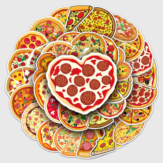 Pizza Cartoon Graffiti Stickers | 50pcs Cute Pizza Series Decals for Laptop, Suitcase & Skateboard