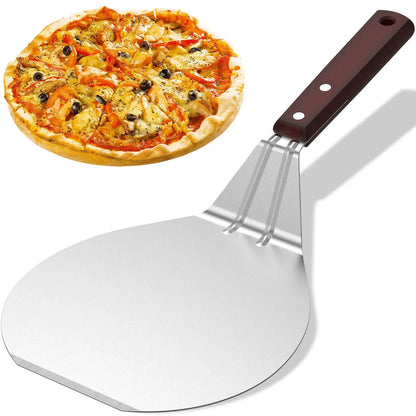 Metal Pizza Peel with Wood Handle | 6.5–12 inch Non-Stick Pizza Shovel & Cake Lifter for Home Baking