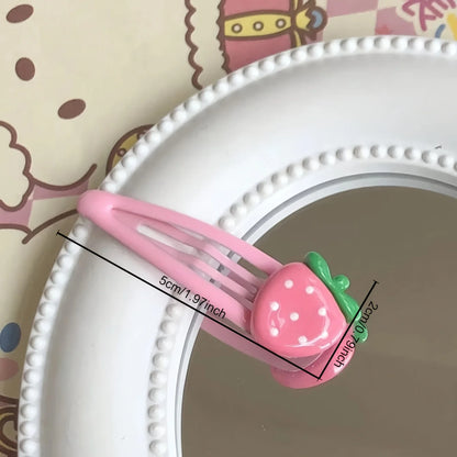 4-Pack Pink Strawberry Hair Clips – Cute Everyday Bang & Side Hair Pins