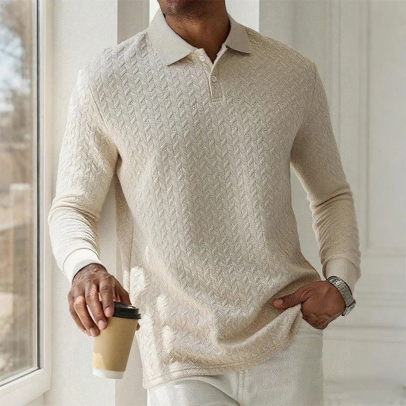 Men's Long Sleeve Polo Shirt – Breathable Knit, Business Casual | S–XXL