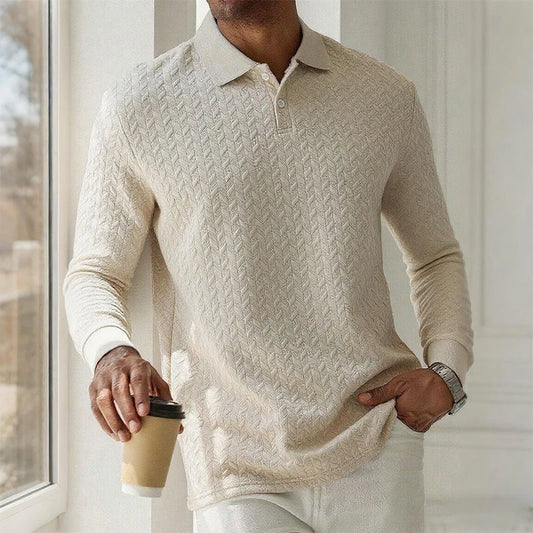Men's Long Sleeve Polo Shirt – Breathable Knit, Business Casual | S–XXL