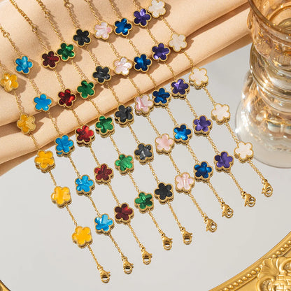 Five Flower Charm Bracelet for Women in Stainless Steel